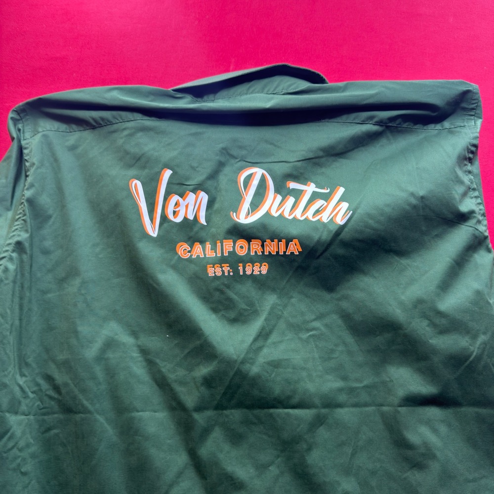 Von Dutch Mens Forest Green Graphic Button Down Shirt XL ROVDTS070PSS NWT - Picture 5 of 8